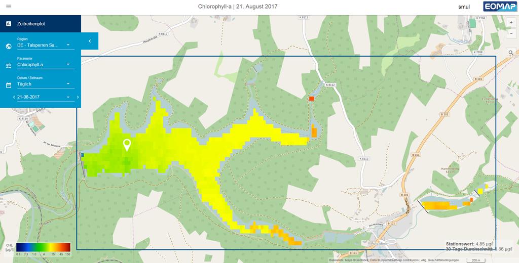 Beispiel Talsperre Saidenbach 21.08.2017 - Chlorophyll 19 28.