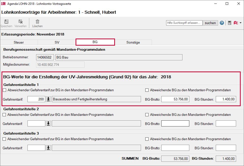 Schaltfläche: Lohnkontovorträge«.