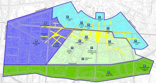 Bereich II 3.119 P Bereich I 2.474 P Bereich III 2.646 P Bereich IV 1.807 P Abbildung IV-2: Parkbereiche im UG Innenstadt Im Untersuchungsgebiet stehen insgesamt 7.