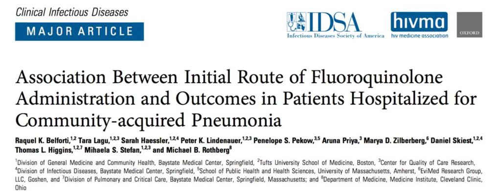 Assocation Between Initial Route of Fluorchinolone Administration