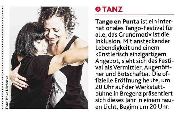 Kronen Zeitung Vorarlberg Bregenz, am 01.09.2018, 365x/Jahr, Seite: 70 Druckauflage: 6 296, Größe: 100%, easyapq: _ Auftr.: 1306, Clip: 11600259, SB: Tango en Punta www.observer.