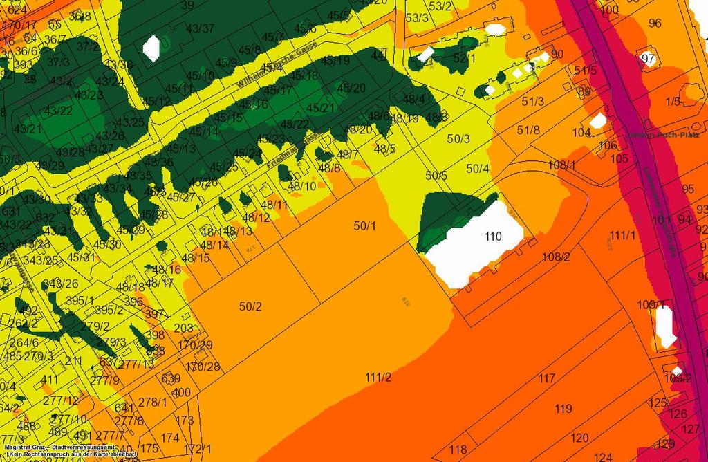 4 o Stadtklimaanalyse Klimatopkarte: Isolierte Grünflächen, häufig mit der Ausbildung stagnierender Kaltluft (23) Planerische