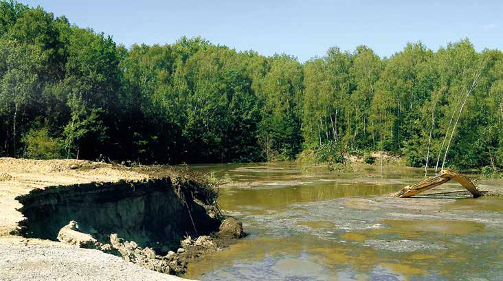 Setzungsfließen am Restloch 08/15, Koblenzer Straße, 2004 Informationspunkt am Strand Groß Särchen Die Gefahren und das Sanierungsziel Rechtliche Grundlagen und Sperrbereich In gekippten Bereichen