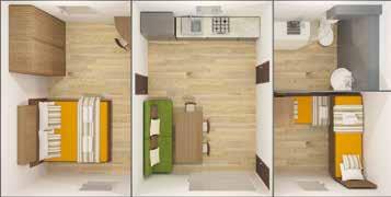 Platani Special - 3 m 2 3 1 2 1 Wohnzimmer mit Sofa und Küche 2 Badezimmer mit Wc und Dusche 3 Schlafzimmer mit