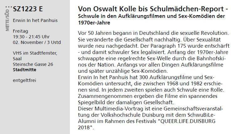 heinz 11/2018 : Kurz-Info zum Festival: VHS Programm Herbstsemester 2018: