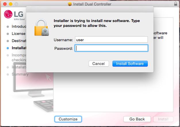 Tastatur zwischen den PCs, die mit demselben Netzwerk verbunden sind; Übertragung von Dateien (Ermöglichung der Kompatibilität zwischen Windows und Mac OS) 2 Geben Sie das Superuser-Kennwort ein,