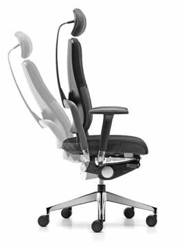 Zithoek Met de hendel aan de linkerzijde van de bureaustoel D stelt u de complete zithoek in. Als u vanuit zitpositie de hendel omhoog trekt, kunt u de rugleuning naar achteren bewegen.