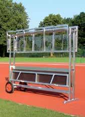 ! D Fahrbare Sportlerbank Typ A Aus Aluminiumprofilen gefertigt. Länge 3 m, Sitzfläche und Dach zum Ab- bzw. Aufklappen.