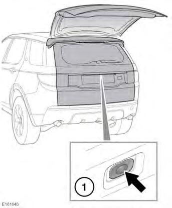 Sicherstellen, dass mindestens 1,5 m (58 Zoll) Platz über und hinter dem Fahrzeug vorhanden ist, bevor die Heckklappe betätigt wird.