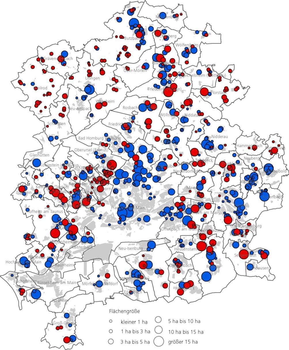 Übersicht zu aktivierten und ruhenden Wohnbauflächen im Verbandsgebiet Besonderheiten der räumlichen Verteilung aktivierte Wohnbauflächen (blau) Schwerpunkt der Entwicklung in den
