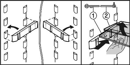 5.5 Abstellflächen versetzen Die Abstellflächen sind gegen unbeabsichtigtes Herausziehen durch Auszugstopps gesichert. u Abstellfläche anheben und nach vorne herausziehen.