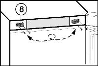 5 (4) in Richtung Gerät nach vorne schieben. u Beiliegende Sicherung Fig. 5 (2) in Langloch einrasten. w Durch die Sicherung kann das Gelenk nicht zusammenschnappen. u Scharnierseitige Abdeckung Fig.