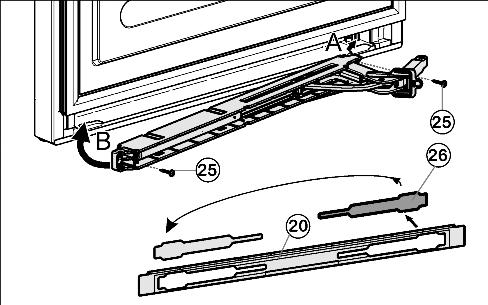 Inbetriebnahme u Lagerbolzen Mitte Fig. 11 (32) mit Scheibe Fig. 11 (34) aus dem Lagerbock und der unteren Tür herausziehen. u Kunststoffkappe Fig. 11 (33) abziehen.