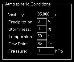 Hinweis: Diese Version des Bereichs benutzerdefiniertes Wetter wird angezeigt, wenn X-Plane als Simulator-Typ ausgewählt ist.