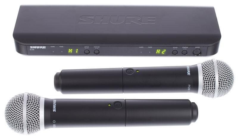 2x Shure BLX288/PG58 Combo S8 UHF Combo Wireless System mit zwei PG58 Funkmikrofonen Frequenzbereich S8 (823-832 MHz) Zwei-Kanal Funkmikrofonsystem Optimale Klangqualität Sehr einfaches Setup und