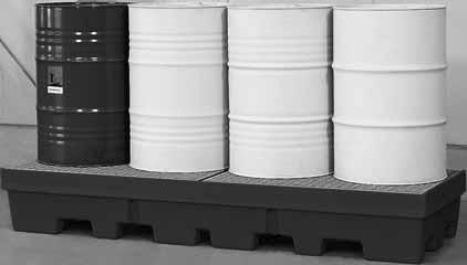 4 Fässern à 200 Liter Ideal zur Reihenaufstellung von Fässern Hohe Beständigkeit gegen Öle, Säuren, Laugen etc.