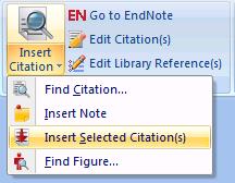 einfügen GO TO ENDNOTE in Endnote: Referenz markieren in Word: INSERT SELECTED CITATION(s)