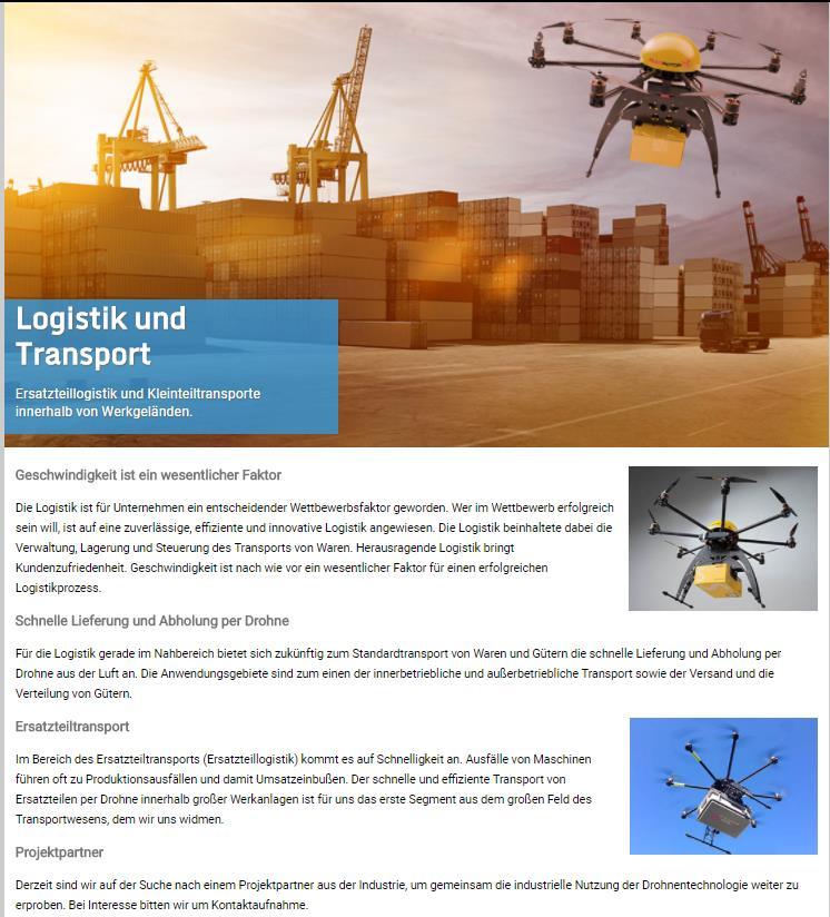 Transport Drohnen auf dem Werksgelände https://www.multirotor.