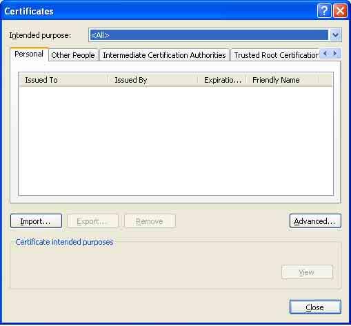 Do you want to delete the certificate wird als Bestätigungsaufforderung angezeigt. 4 Klicken Sie auf Yes. Das Zertifikat wird entfernt.