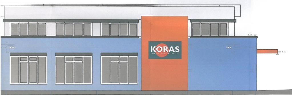 - 3 - (Ansicht von der Ostseite / Richtung Firma Strede bzw. bestehendes Gebäude der Firma Koras) 2.