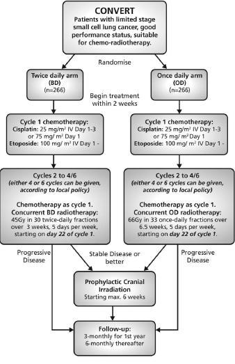 Strahlentherapie bei limited disease: CONVERT 4 Zyklen Cisplatin / Etoposid Randomisiert: 547 /