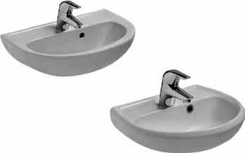 Handwaschbecken Handwaschbecken 500 mm aus Kristallporzellan mit durchgestochen. Befestigung mit 2 Stockschrauben M10 x 140 mm (K710767).