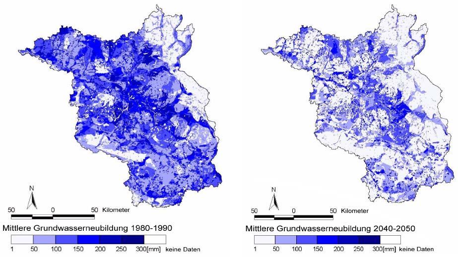 Projektion: GW-Neubildung in Brandenburg 2040-50 1980-1990