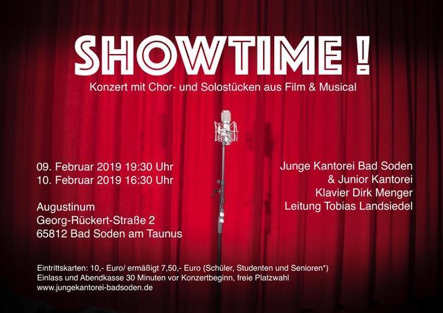 Es ist Showtime! Am 9. und 10. Februar stehen die Junge Kantorei Bad Soden und die Junior Kantorei unter dem Motto Showtime! in Bad Soden Neuenhain auf der Bühne.