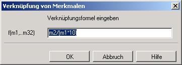 Eine Übersicht erhalten Sie im Fenster Merkmalauswahl, das über den gleichnamigen Button aufrufbar ist. Definieren Sie für dieses Merkmal eine Verknüpfungsfunktion.