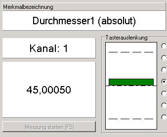 4/6 Mehrstellenmessvorrichtung Einstellmessungen Über die Buttons im oberen Bereich können Sie zwischen den einzelnen Merkmalen umschalten.