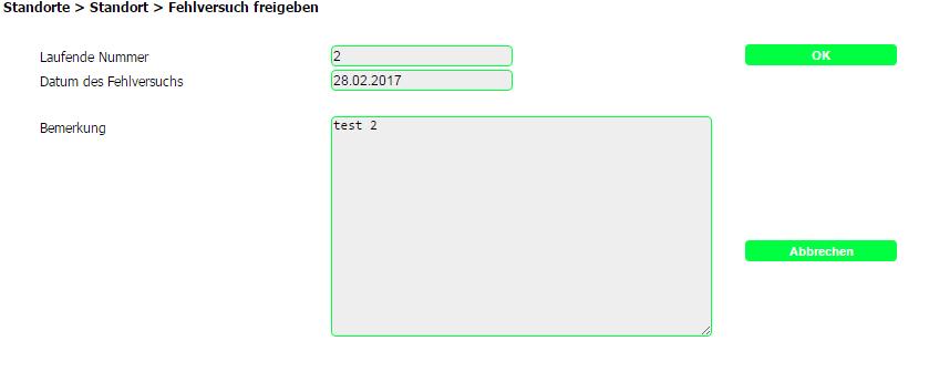 Im Reiter Standortsperren erscheint in der Spalte Sperrgrund Fehlversuch Bestandscheck.