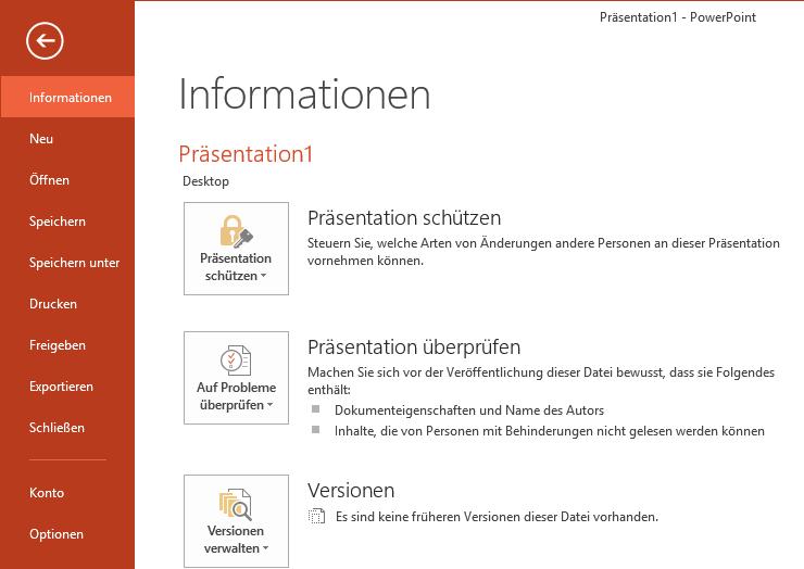 1 Erste Schritte mit PowerPoint 1.4 Das Register DATEI - die Backstage-Ansicht Was ist die Backstage-Ansicht? Die Ansicht des Registers DATEI wird auch als Backstage-Ansicht bezeichnet.