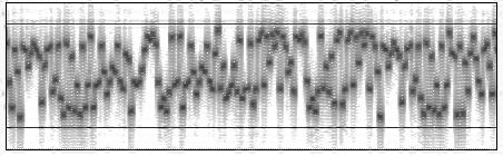 MFSK16 Spektrogramm Spektrogramm eines MFSK16 Signals über einen Zeitraum von 20 Sekunden: die horizontalen Linien