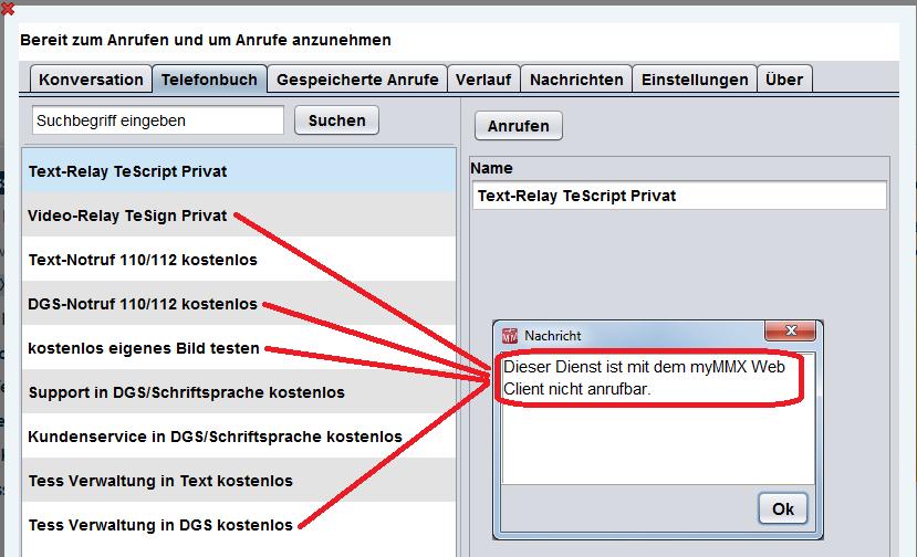 6. Im folgenden Fenster werden Ihnen die vier Dienste