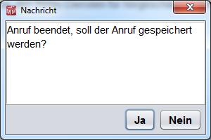 10. Nach Beenden des Gesprächs erscheint das Fenster mit der Frage, ob Sie den Inhalt