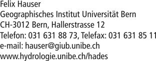 Geographisches Institut Gruppe für Hydrologie FH/10.