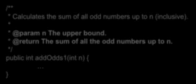 the sum of all odd numbers up to n (inclusive).