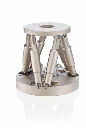 6-Achsen-Hexapod Für Lasten bis 250 kg H-850 Belastbarkeit bis 250 kg Wiederholgenauigkeit bis ±0,2 µm Stellwege bis 100 mm / 60 Aktorauflösung bis 5 nm MTBF 20.