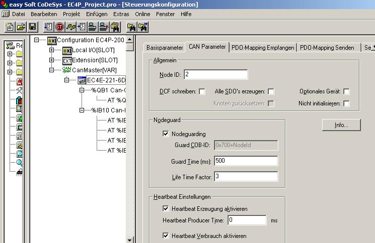 Programmierung CAN-Parameter des EC4E- Moduls einstellen X Klicken Sie mit der linken Maustaste auf die angehängte EDS-Datei.