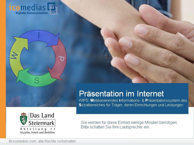 Folie 1 - Titel: WIPS - Präsentation im Internet Präsentation im Internet WIPS: Webbasierendes Informations- & Präsentationssystem des Sozialbereiches für