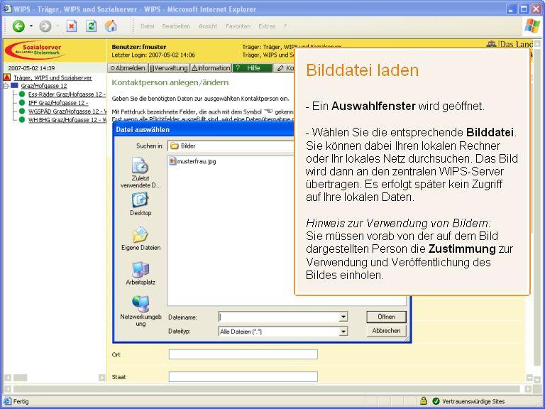 Folie 42 - Bilddatei laden Bilddatei laden - Ein Auswahlfenster wird geöffnet. - Wählen Sie die entsprechende Bilddatei. Sie können dabei Ihren lokalen Rechner oder Ihr lokales Netz durchsuchen.