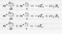 Quantum Hall Effekt (QHE) Klassische Bewegungsgleichung (Drude Modell) In den 3 Komponenten angeschrieben: Durch Multiplizieren mit der Ladungsträgerkonzentration n s und
