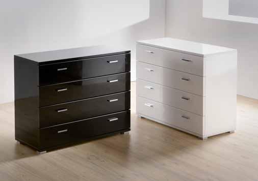 Ombia-chrom chest of drawers Black highgloss White