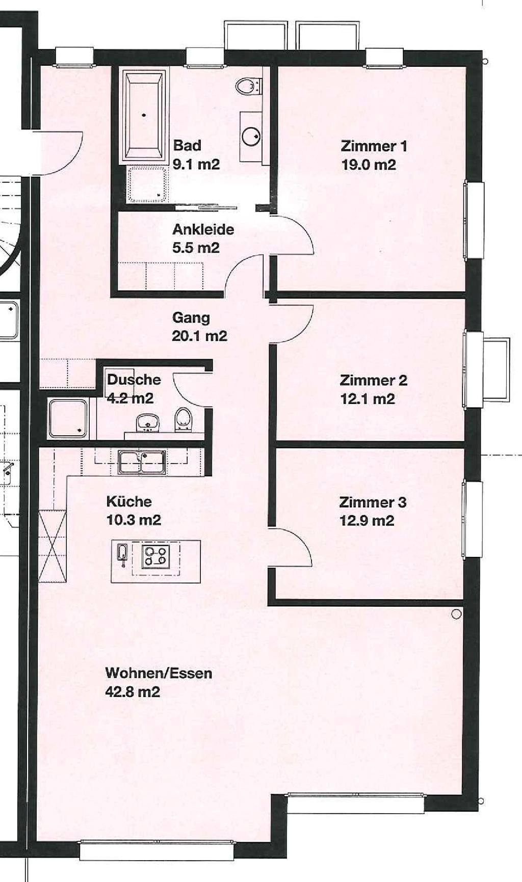 Grundriss Erdgeschoss 4½-Zimmer Wohnung