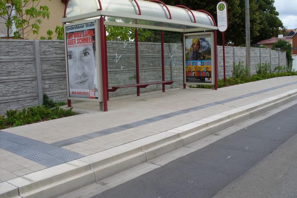 Umsetzungsstand Erfurt seit 2011 entsprechende Hinweise für die barrierefreie Gestaltung von Bushaltestellen Abstimmung zwischen Verkehrsunternehmen und Straßenbaulastträger Umsetzung von Bordhöhen