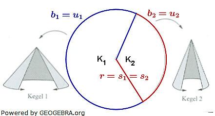 Lösung W3b/2005 Wegen der Abwicklung der beiden Pyramiden aus ein und demselben Kreis sind deren Seitenlängen gleich. Die Länge der Seitenkante entspricht dem Radius des Abwicklungskreises.