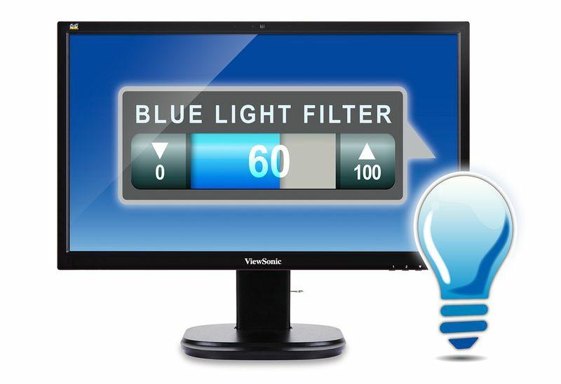 Angenehmes Seherlebnis dank Blaulichtfilter VESA-Halterung Die Monitore von ViewSonic sind mit einer Dieser Monitor verfügt über eine 100 x 100 mm Einstellung für Blaulichtfilter zur Anpassung der