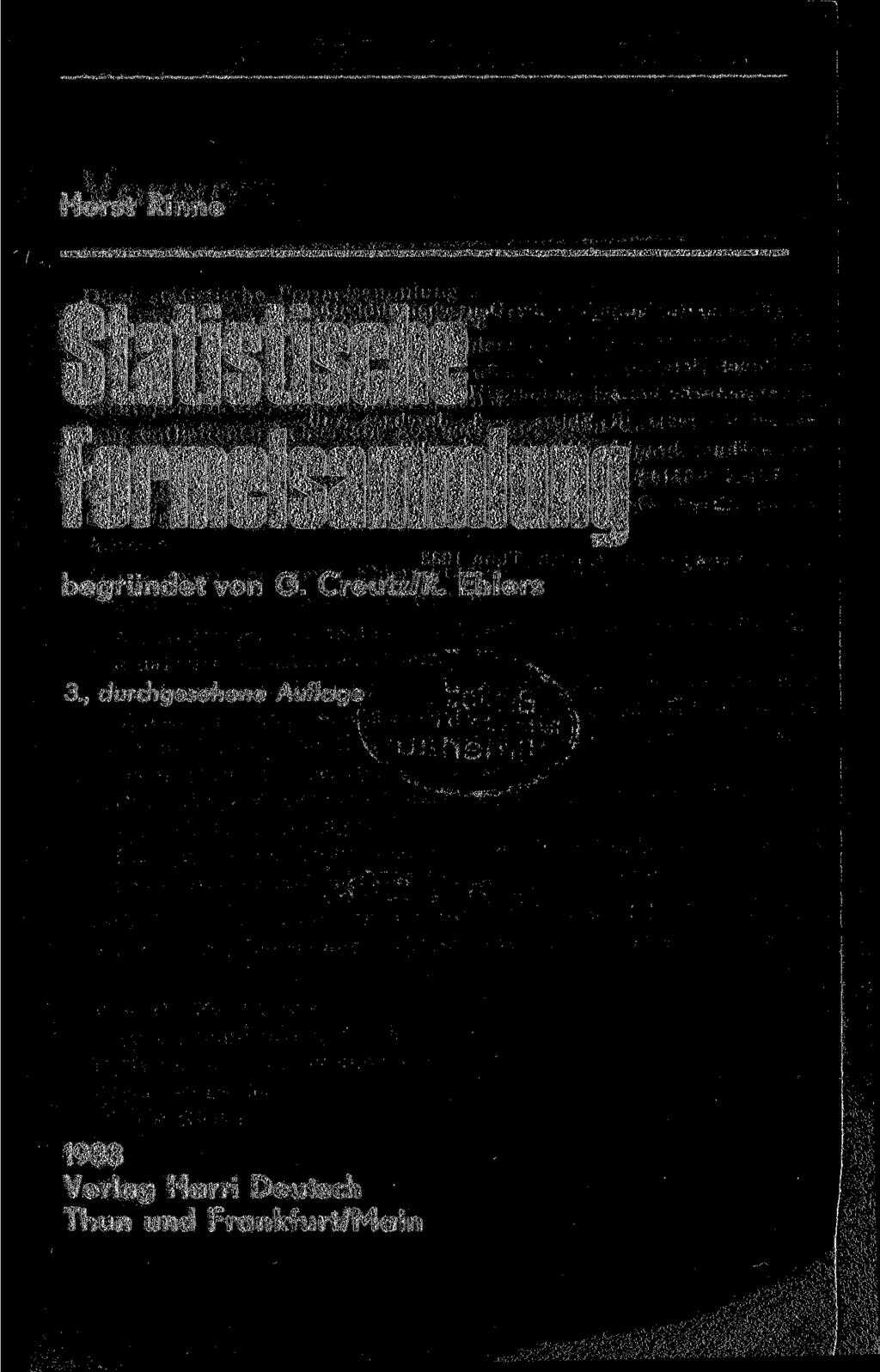 Horst Rinne Statistische Formelsammlung begründet von G. Creutz/R.