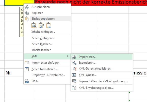 Einlesen der Emissionsberichte 1. Zelle auswählen 2.