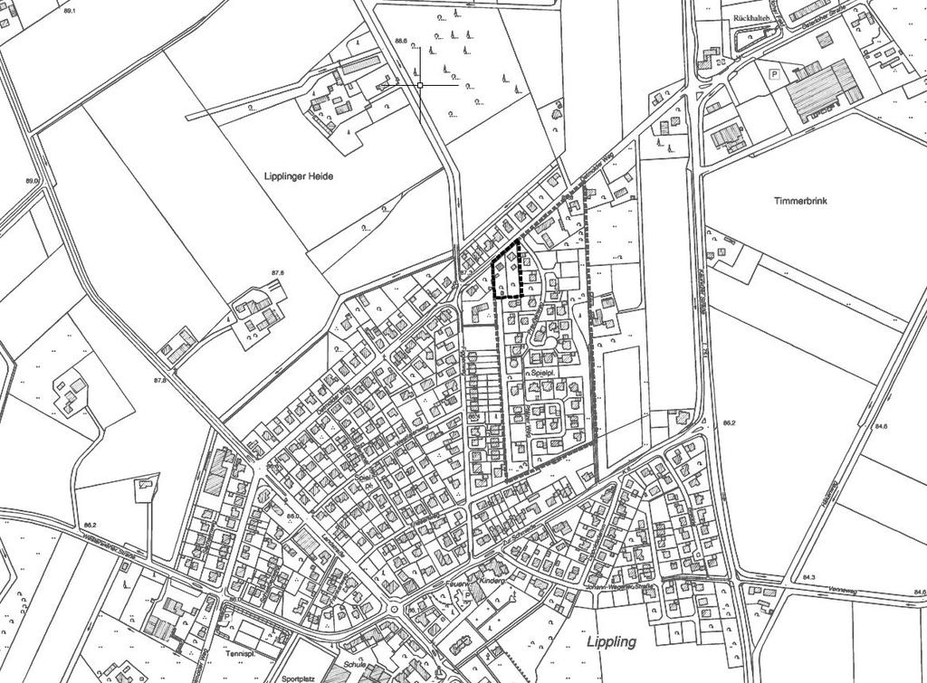 Öffentliche Bekanntmachung Bebauungsplan Nr. 65 "Lipplinger Heide" in Delbrück-Lippling, 1.